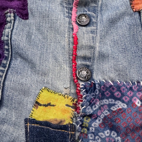 True Vintage 70s Landlubber Bell Bottom Flare Patchwork Jeans - Picture 11 of 16